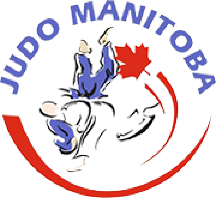 Red and blue judo Manitoba logo