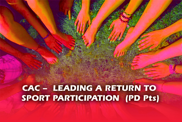 Hands and feet of a group of people placed in circle. Written front of the image: Can - Leading a return to sport participation (PD Pts)